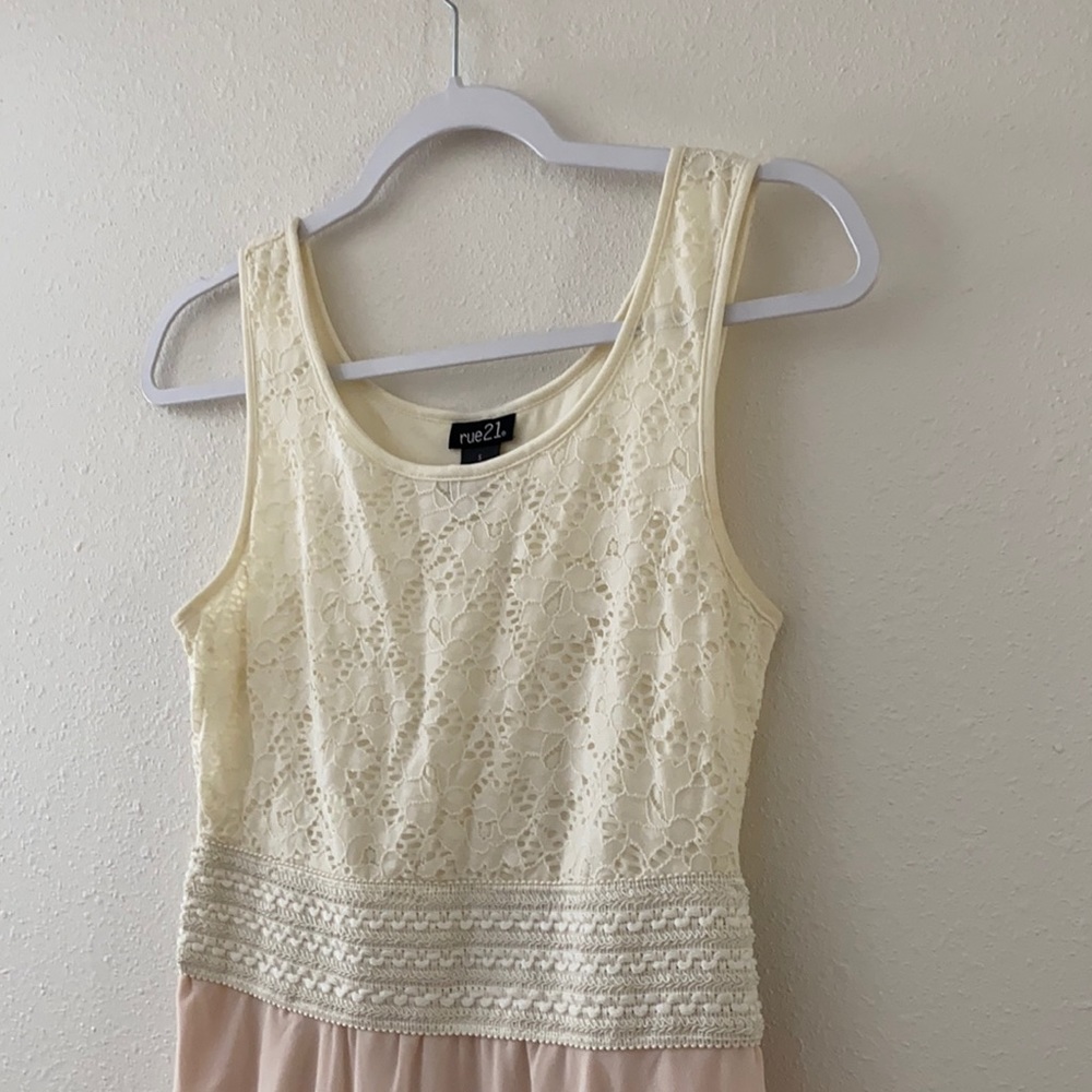 Rue 21 Pink Crochet Dress High Low V